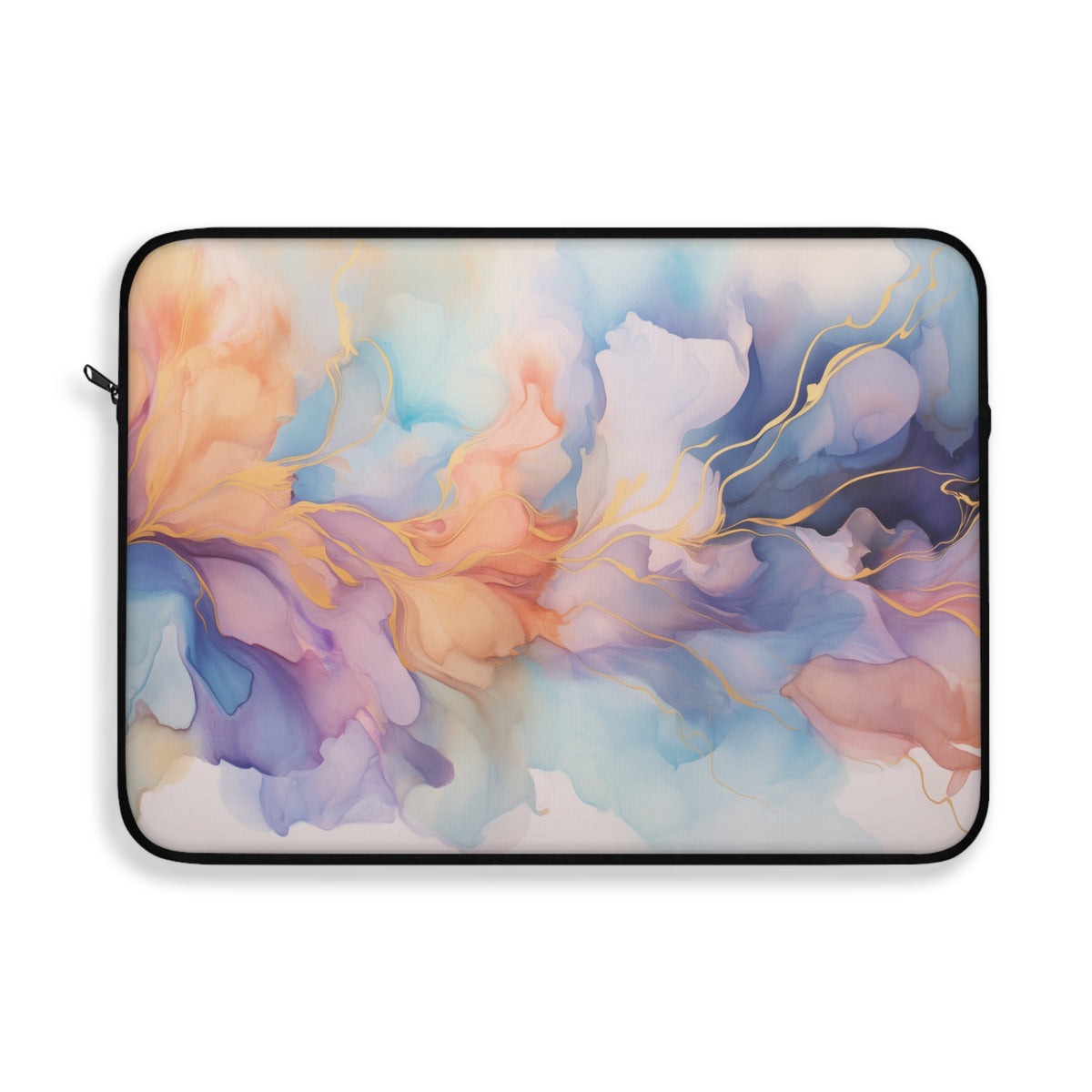 Orchid Purple, Teal Blue, Coral Reef, Watercolour, Gold Streaks, Marbled, Bag, Laptop Sleeve