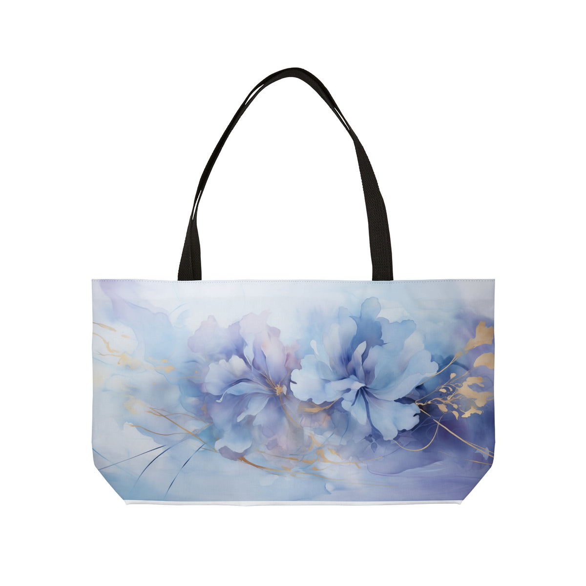 Ultramarine Blue, Payne's Gray, Pale Lavender, Watercolour, Gold Streaks, Marbled, Weekender Tote Bag