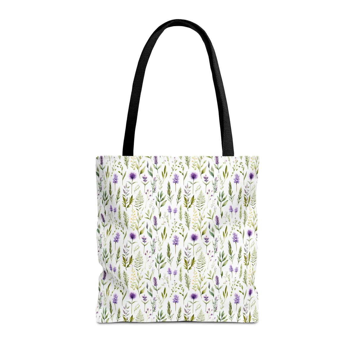 Purple Botanicals Floral Pattern, Watercolour, Flowers, Tote Bag (AOP)