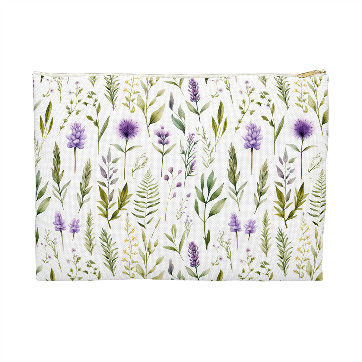 Purple Botanicals Floral Pattern, Watercolour, Flowers, Accessory Pouch