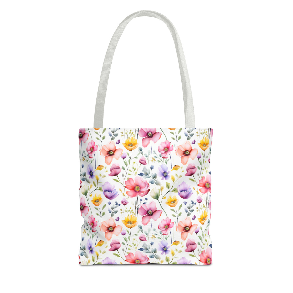 Colorful Floral Pattern, Watercolour, Flowers, Tote Bag (AOP)