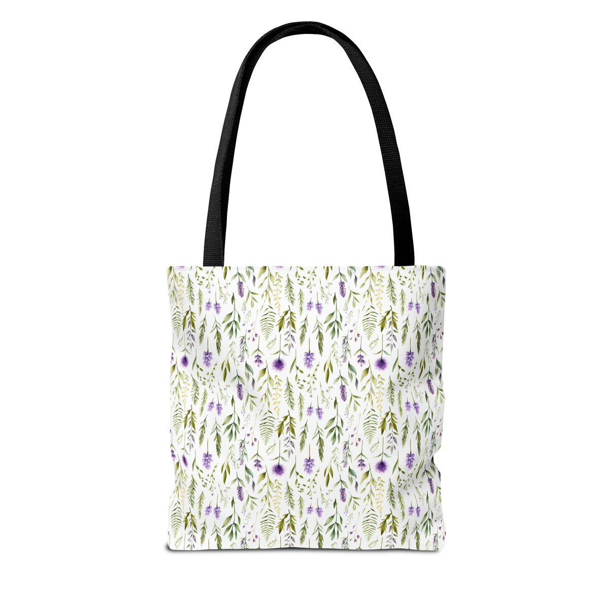 Purple Botanicals Floral Pattern, Watercolour, Flowers, Tote Bag (AOP)