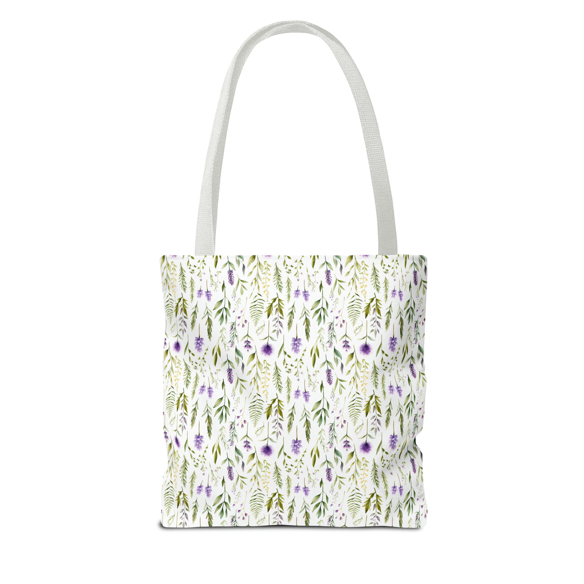 Purple Botanicals Floral Pattern, Watercolour, Flowers, Tote Bag (AOP)