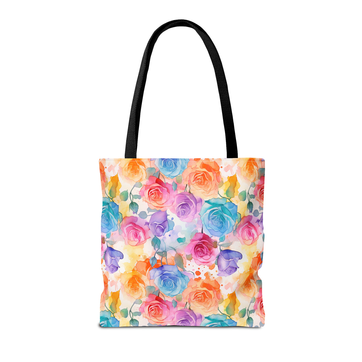 Colorful Roses Floral Pattern, Watercolour, Flowers, Tote Bag (AOP)