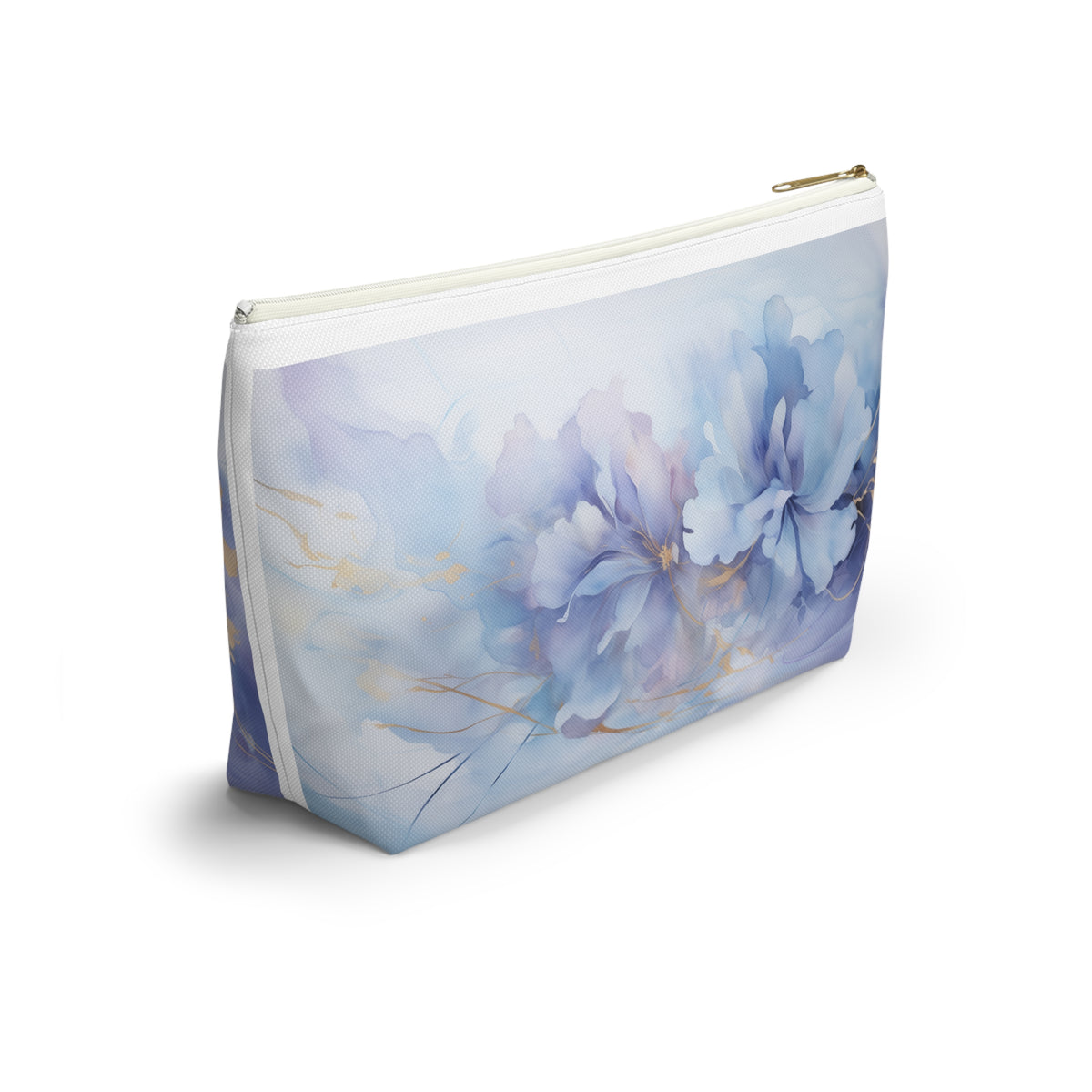 Ultramarine Blue, Payne's Gray, Pale Lavender, Watercolour, Gold Streaks, Marbled, Accessory Pouch w T-bottom