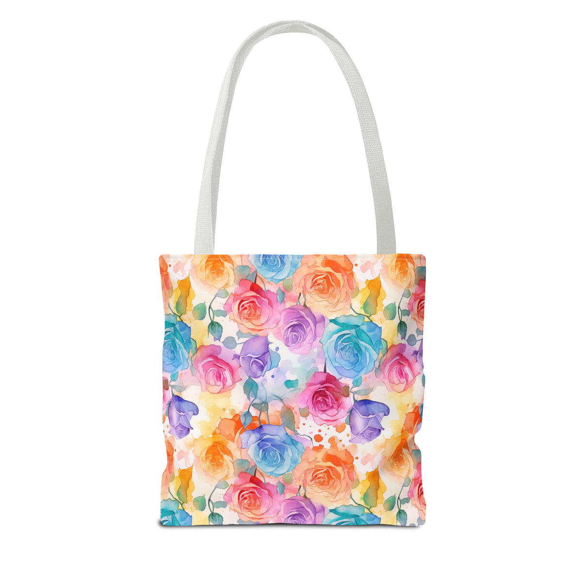 Colorful Roses Floral Pattern, Watercolour, Flowers, Tote Bag (AOP)