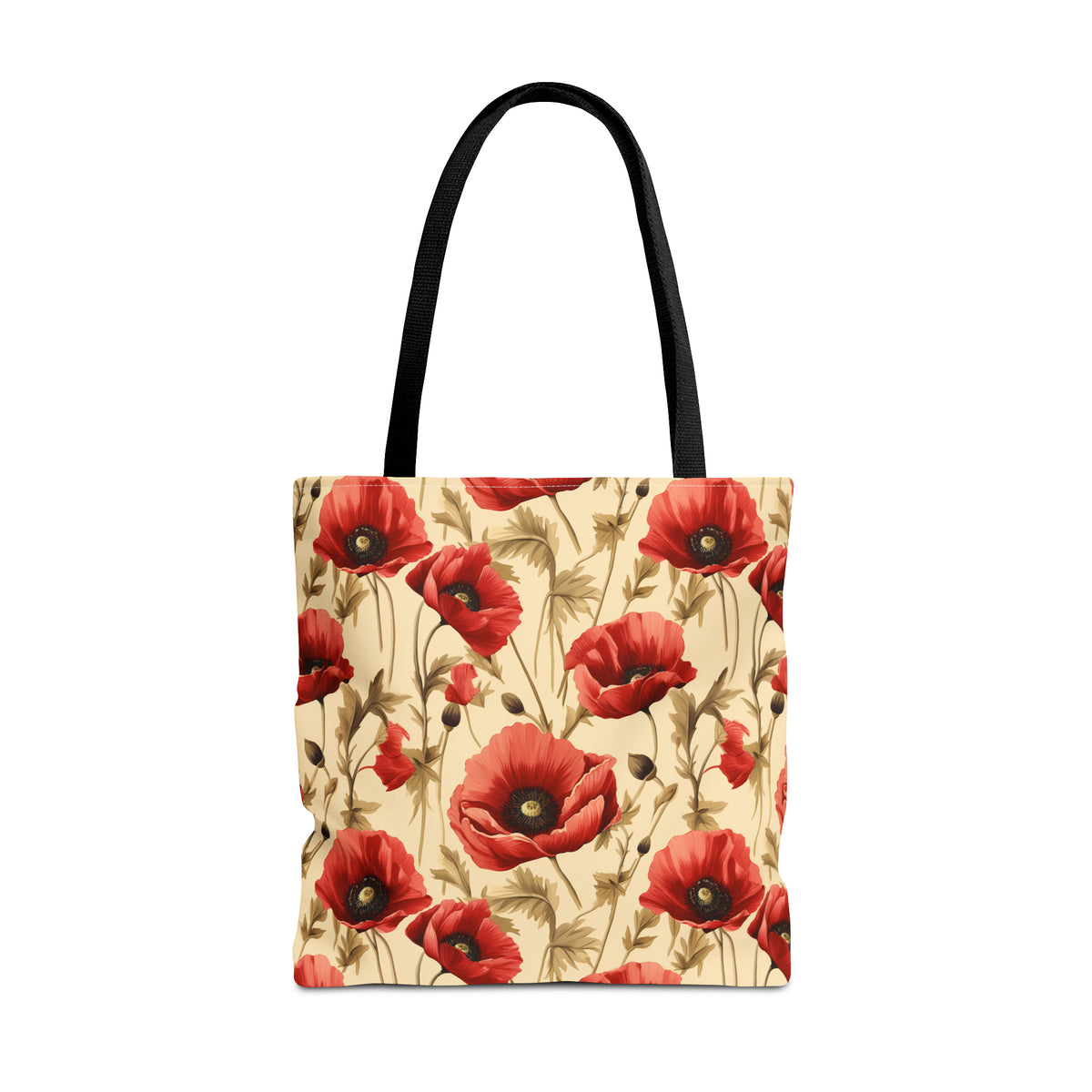 Red Poppies Floral Pattern, Watercolour, Flowers, Tote Bag (AOP)