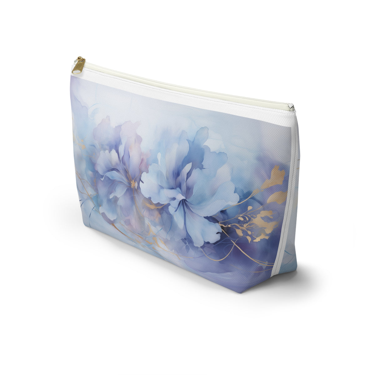 Ultramarine Blue, Payne's Gray, Pale Lavender, Watercolour, Gold Streaks, Marbled, Accessory Pouch w T-bottom