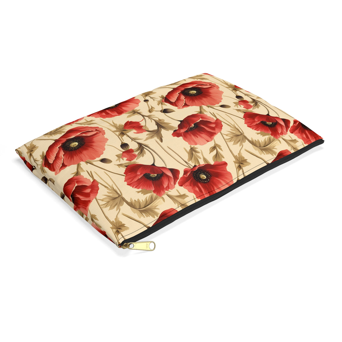 Red Poppies Floral Pattern, Watercolour, Flowers, Accessory Pouch