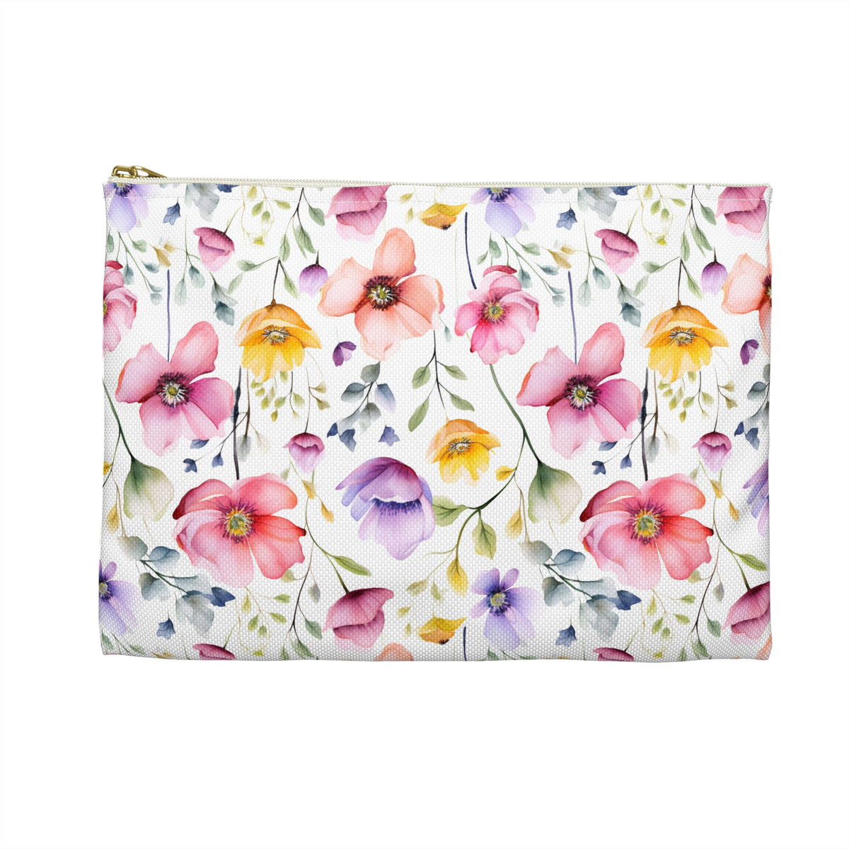 Colour Floral Pattern, Watercolour, Flowers, Accessory Pouch