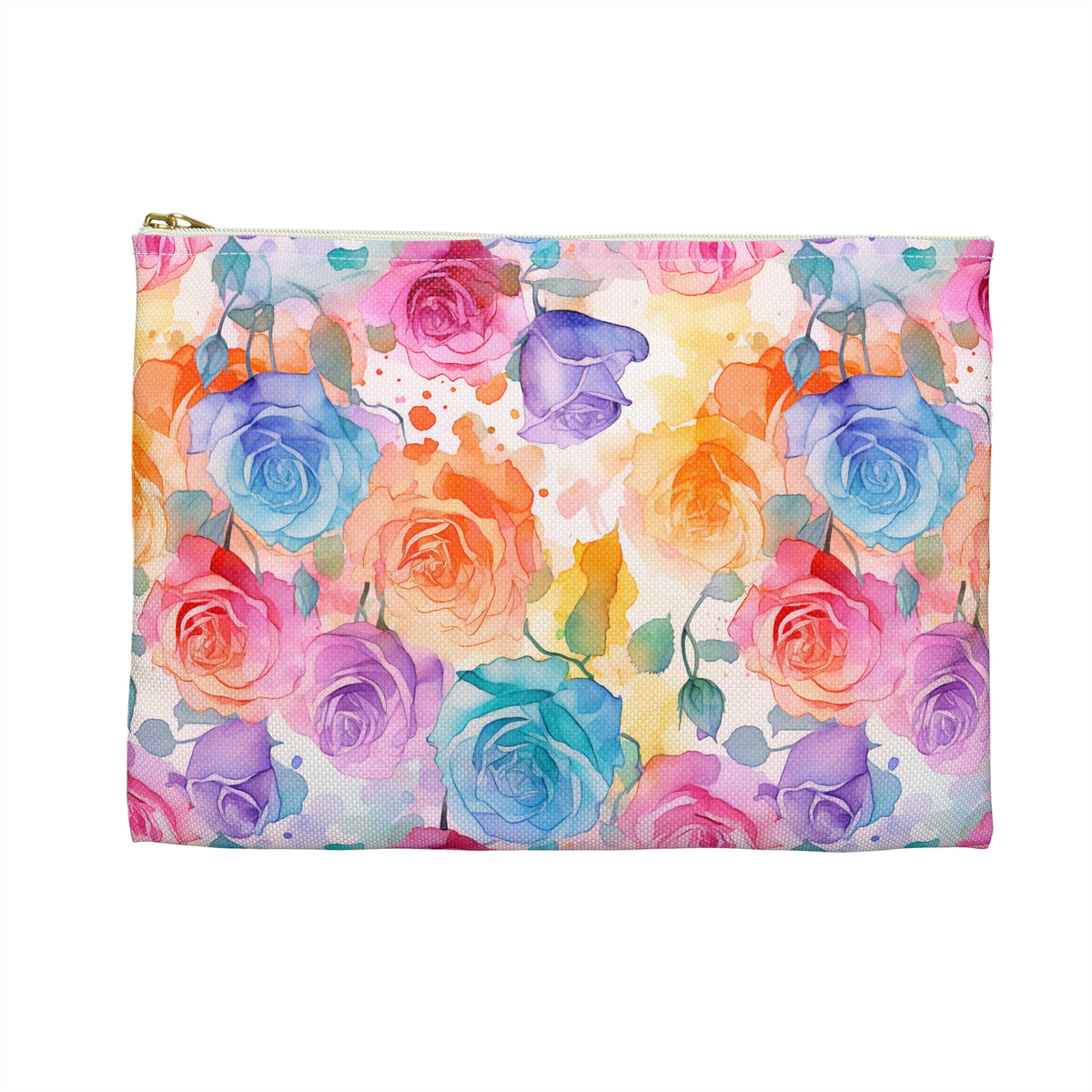 Colour Roses Floral Pattern, Watercolour, Flowers, Accessory Pouch