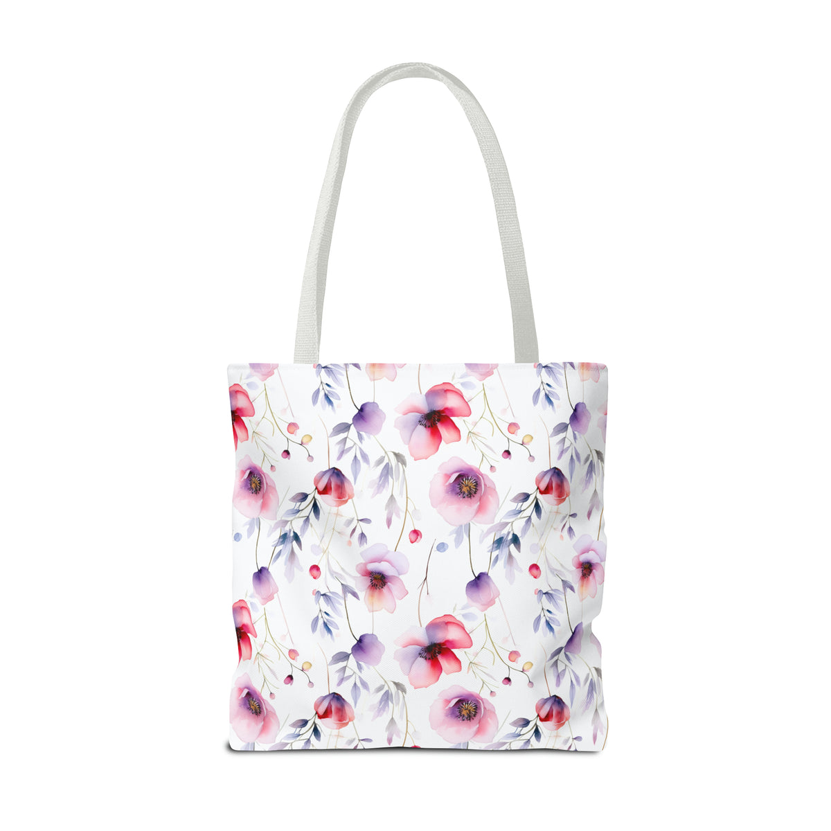 Colorful Floral Pattern, Watercolour, Flowers, Tote Bag (AOP)