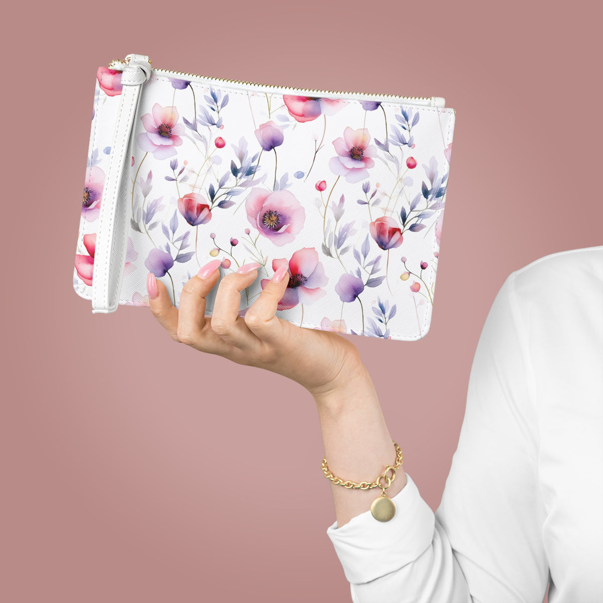 Colour Floral Pattern, Watercolour, Flowers, Clutch Bag