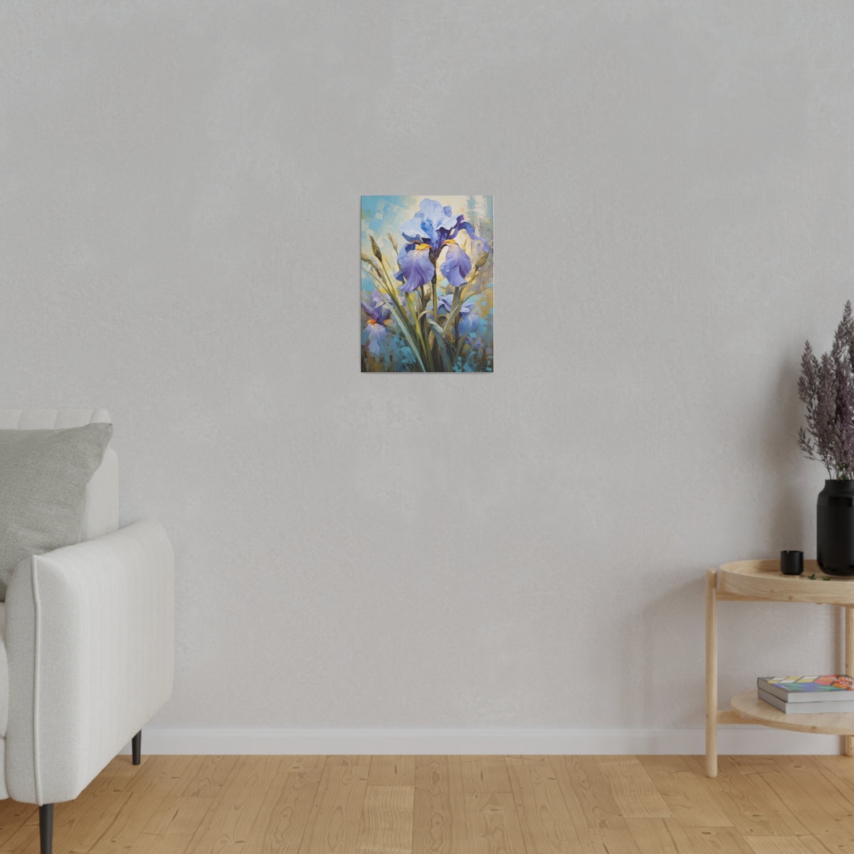 Blue Iris Flower, Oil Painting, Matte Canvas, Stretched, 0.75"