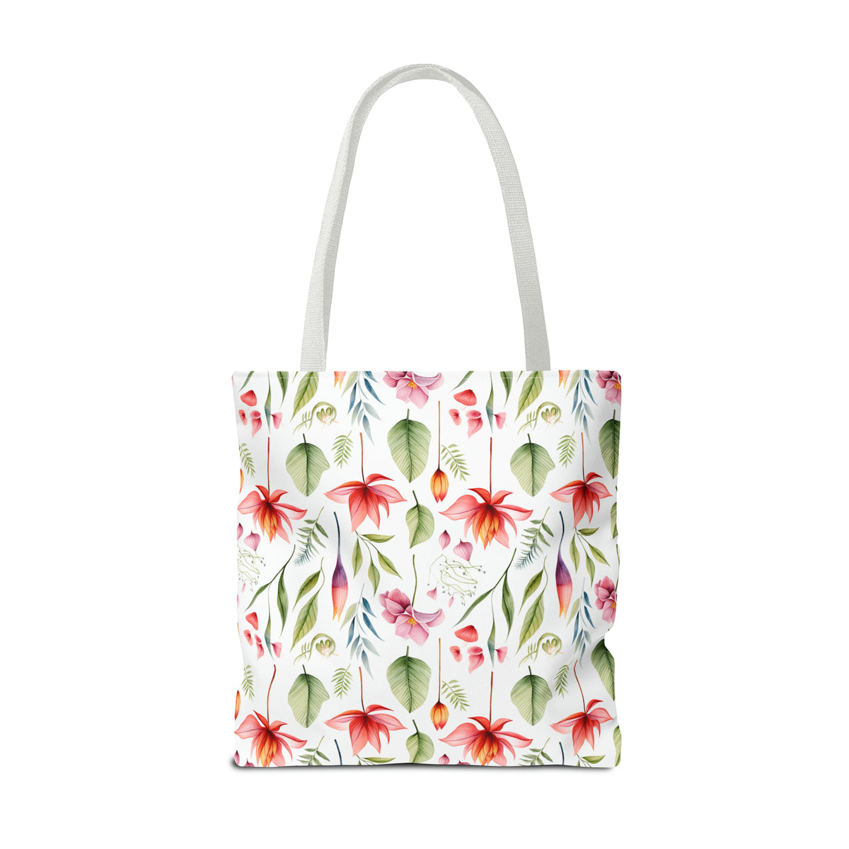 Red Botanicals Floral Pattern, Watercolour, Flowers, Tote Bag (AOP)