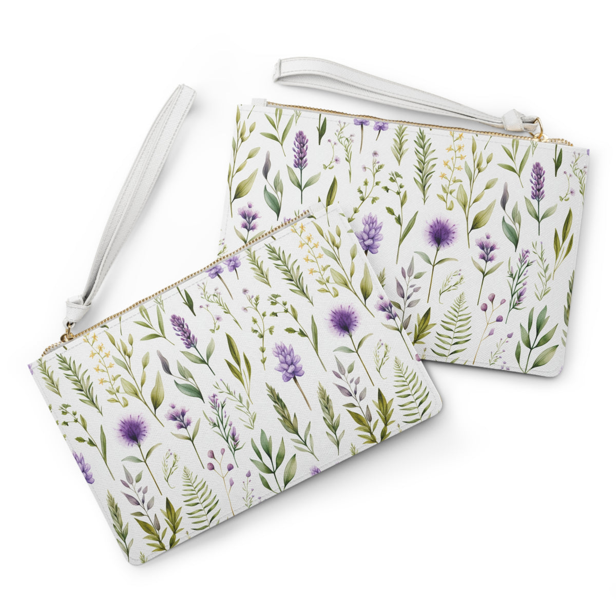 Purple Botanicals Floral Pattern, Watercolour, Flowers, Clutch Bag