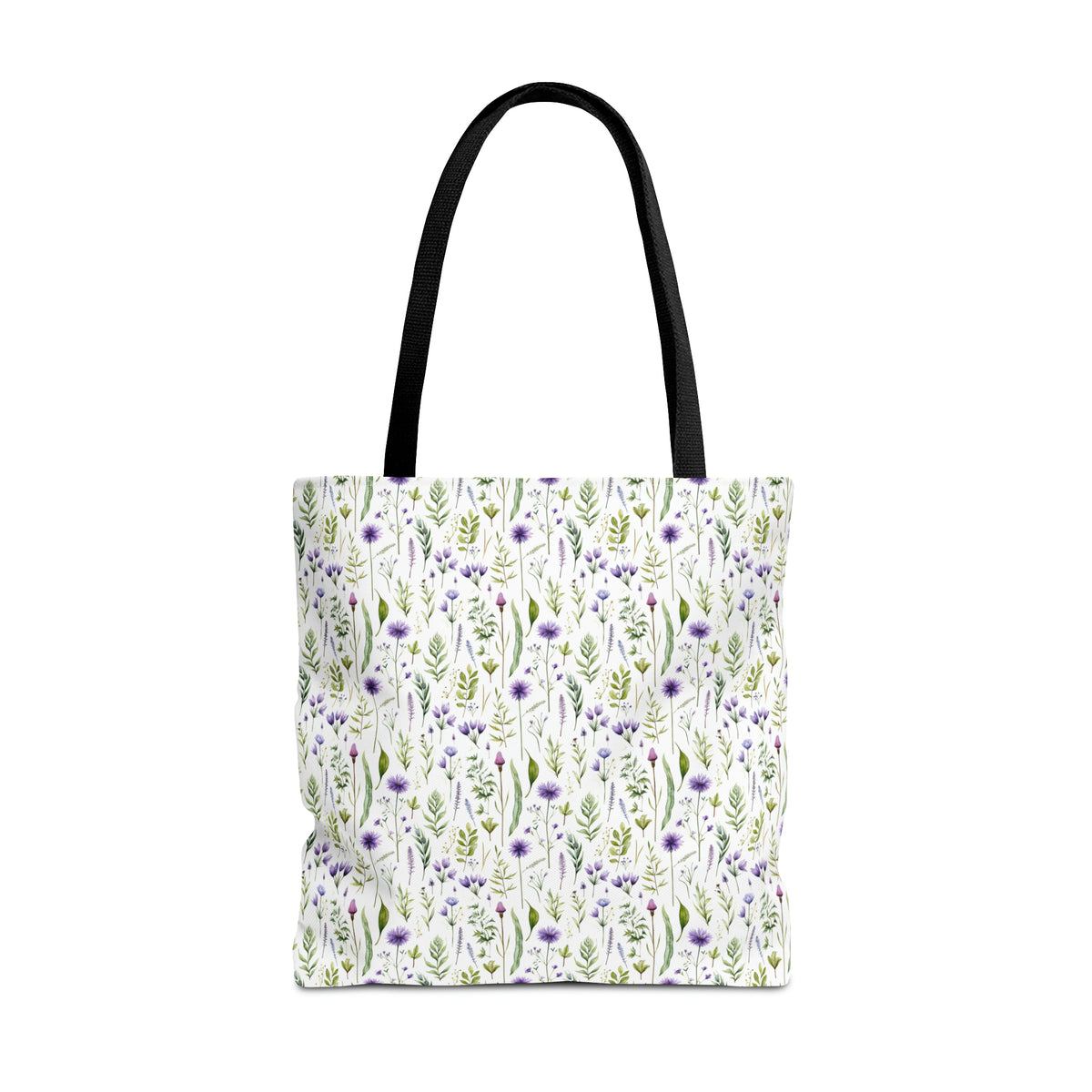 Purple Botanicals Floral Pattern, Watercolour, Flowers, Tote Bag (AOP)