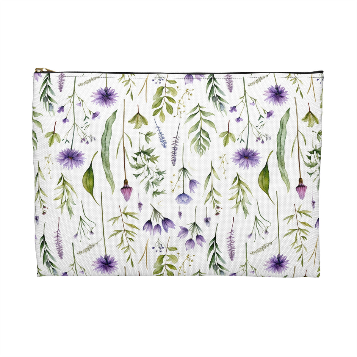 Purple Botanicals Floral Pattern, Watercolour, Flowers, Accessory Pouch