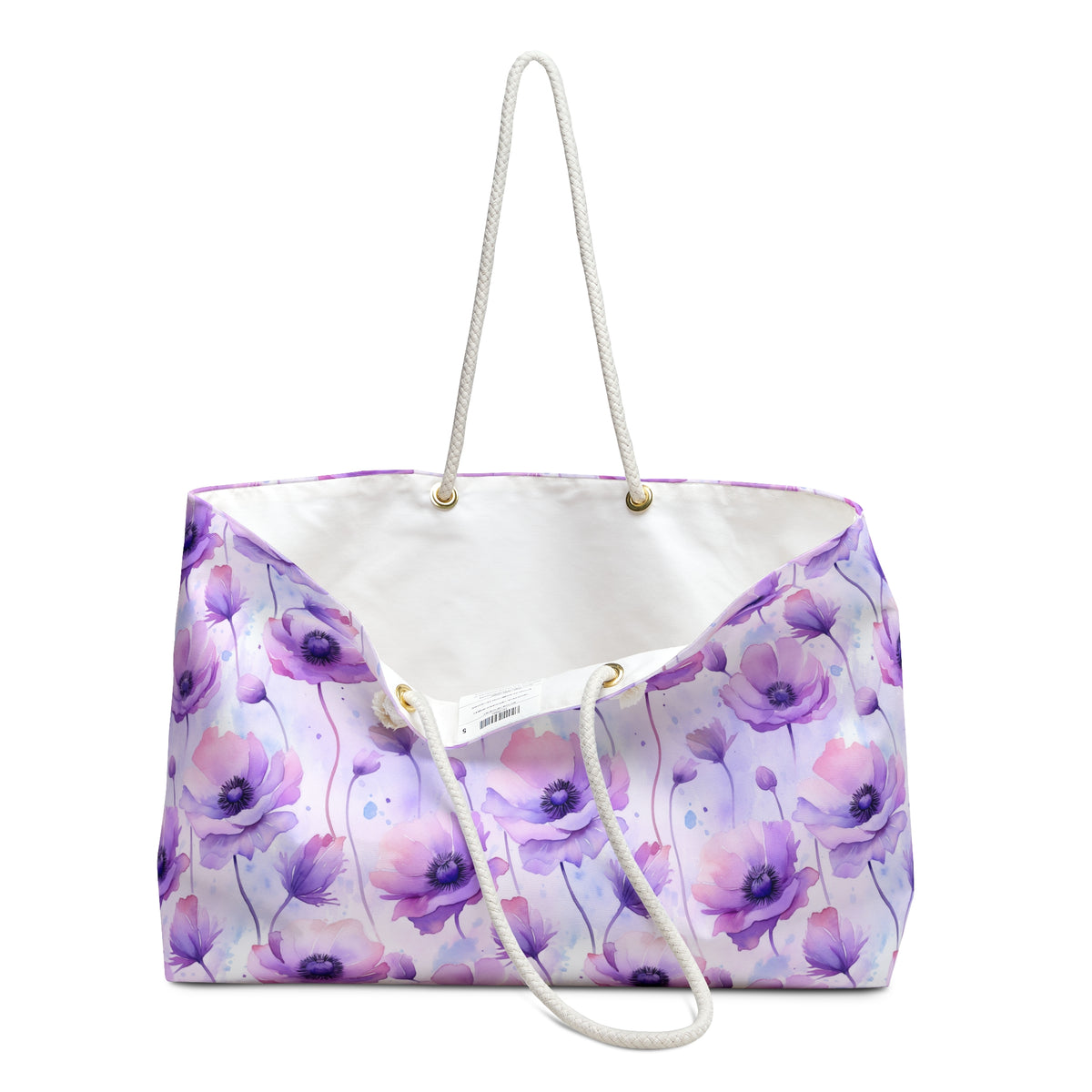 Purple Poppies Floral Pattern, Watercolour, Flowers, Weekender Tote Bag