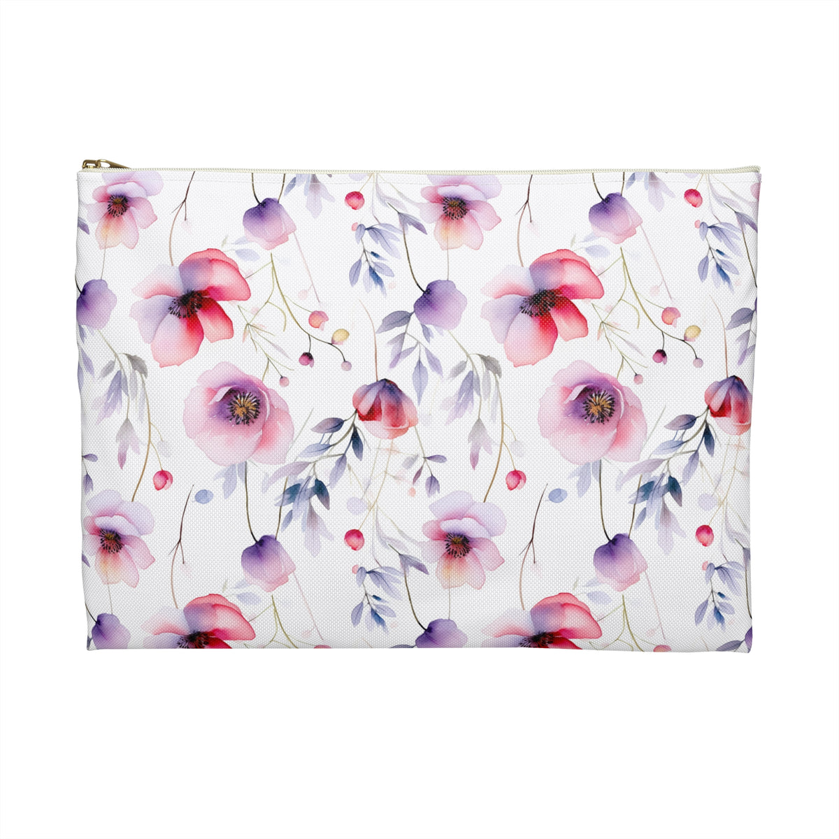 Colour Floral Pattern, Watercolour, Flowers, Accessory Pouch