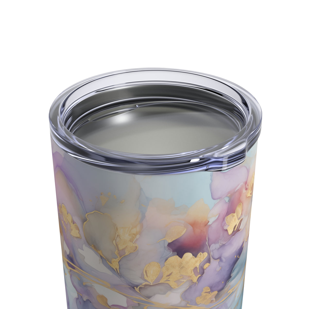 Orchid Purple, Teal Blue, Watercolour, Gold Streaks, Marbled, Tumbler 10oz