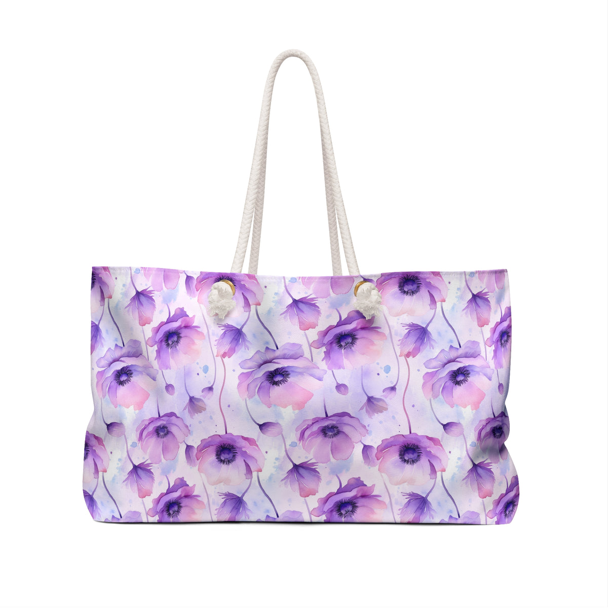 Purple Poppies Floral Pattern, Watercolour, Flowers, Weekender Tote Bag