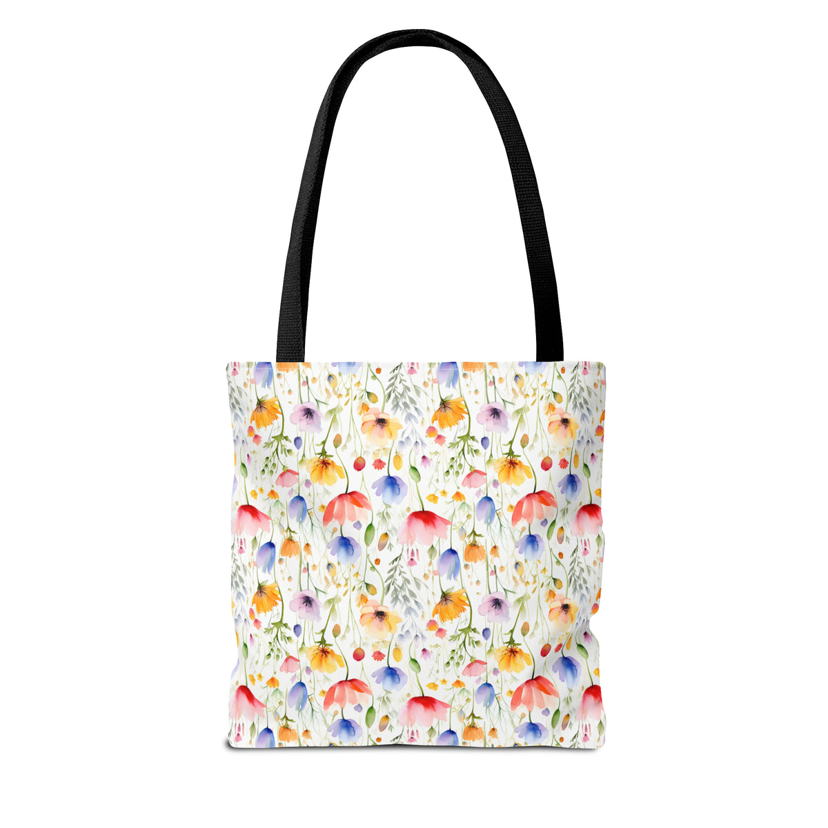 Colorful Floral Pattern, Watercolour, Flowers, Tote Bag (AOP)