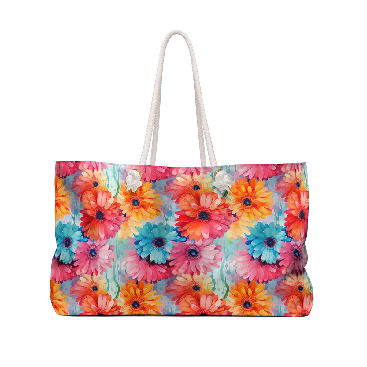 Colorful Gerberas Floral Pattern, Watercolour, Flowers, Weekender Tote Bag