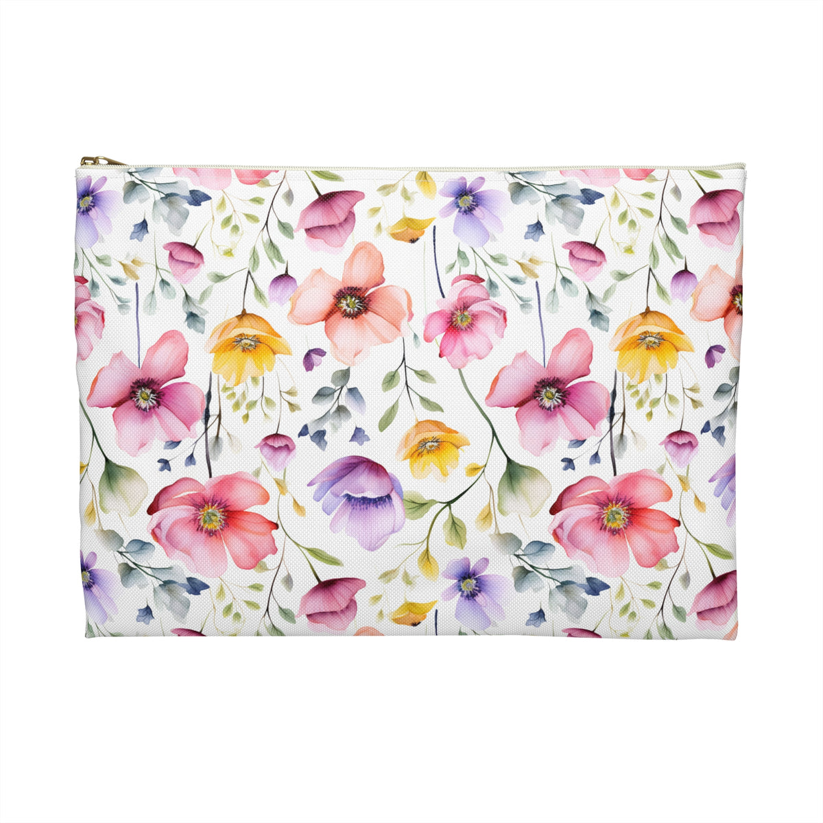 Colour Floral Pattern, Watercolour, Flowers, Accessory Pouch