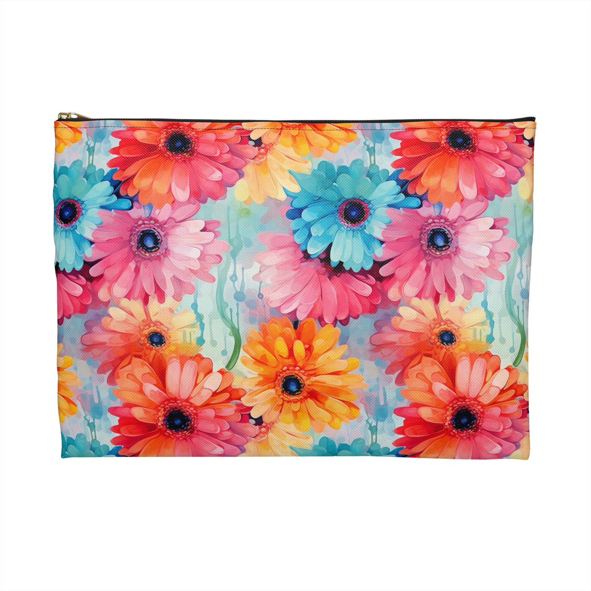 Colour Gerberas Floral Pattern, Watercolour, Flowers, Accessory Pouch