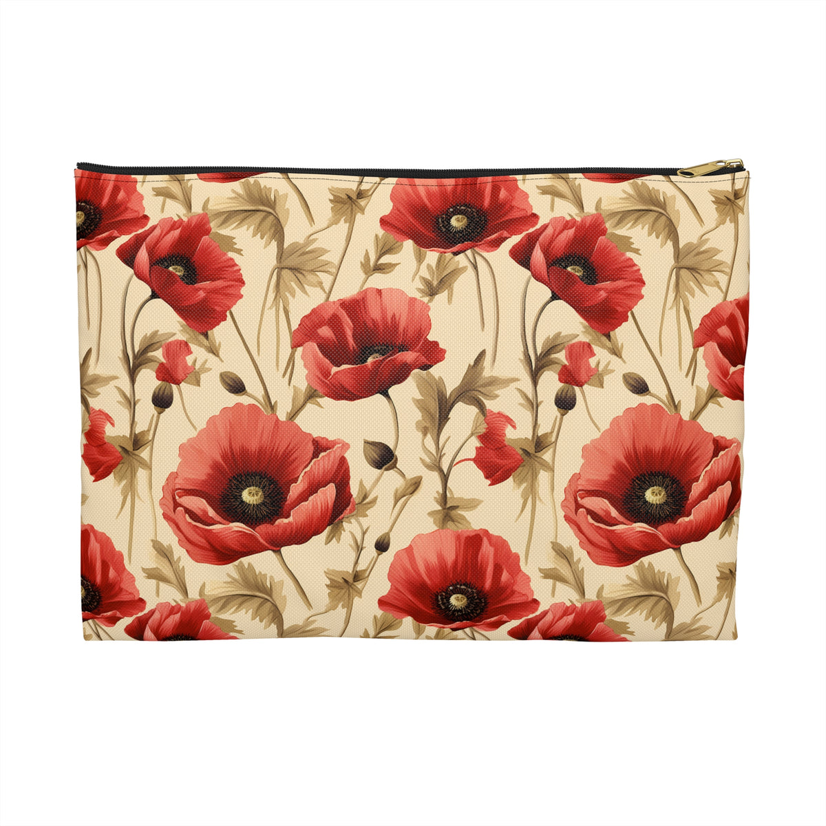 Red Poppies Floral Pattern, Watercolour, Flowers, Accessory Pouch