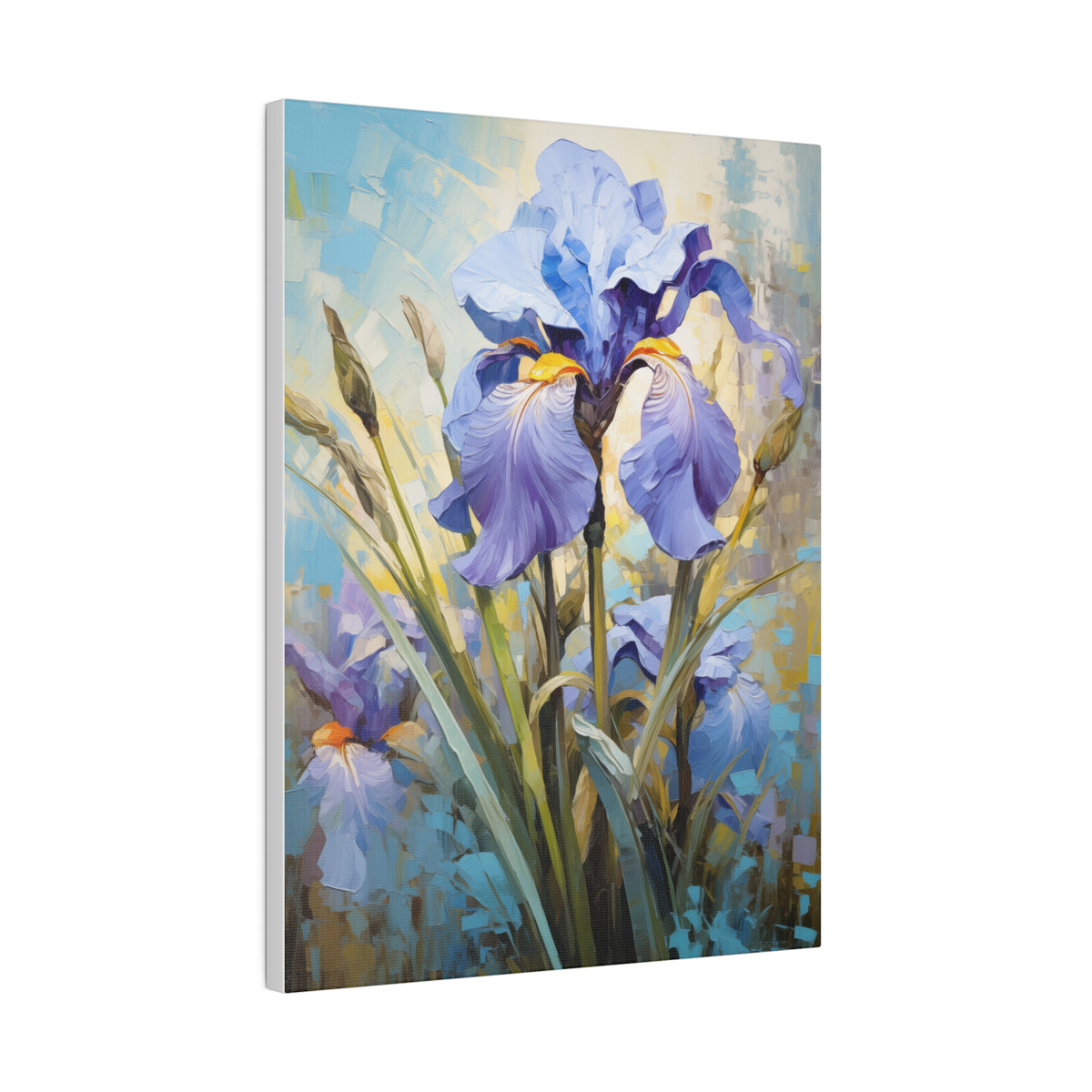 Blue Iris Flower, Oil Painting, Matte Canvas, Stretched, 0.75"