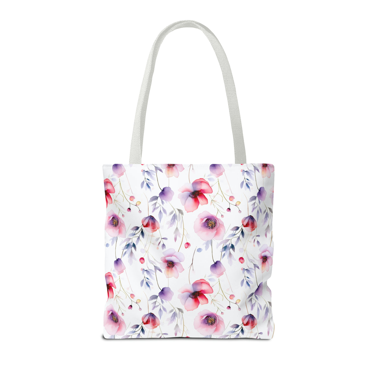 Colorful Floral Pattern, Watercolour, Flowers, Tote Bag (AOP)