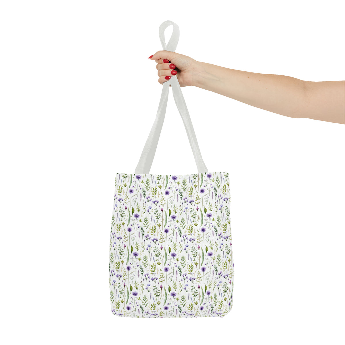 Purple Botanicals Floral Pattern, Watercolour, Flowers, Tote Bag (AOP)