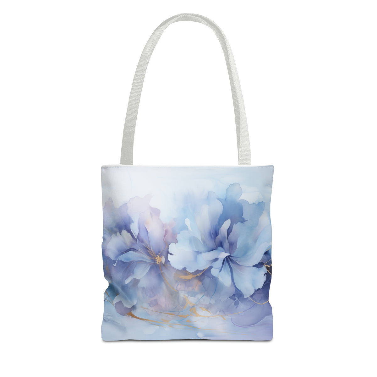 Ultramarine Blue, Payne's Gray, Pale Lavender, Watercolour, Gold Streaks, Marbled, Tote Bag (AOP)