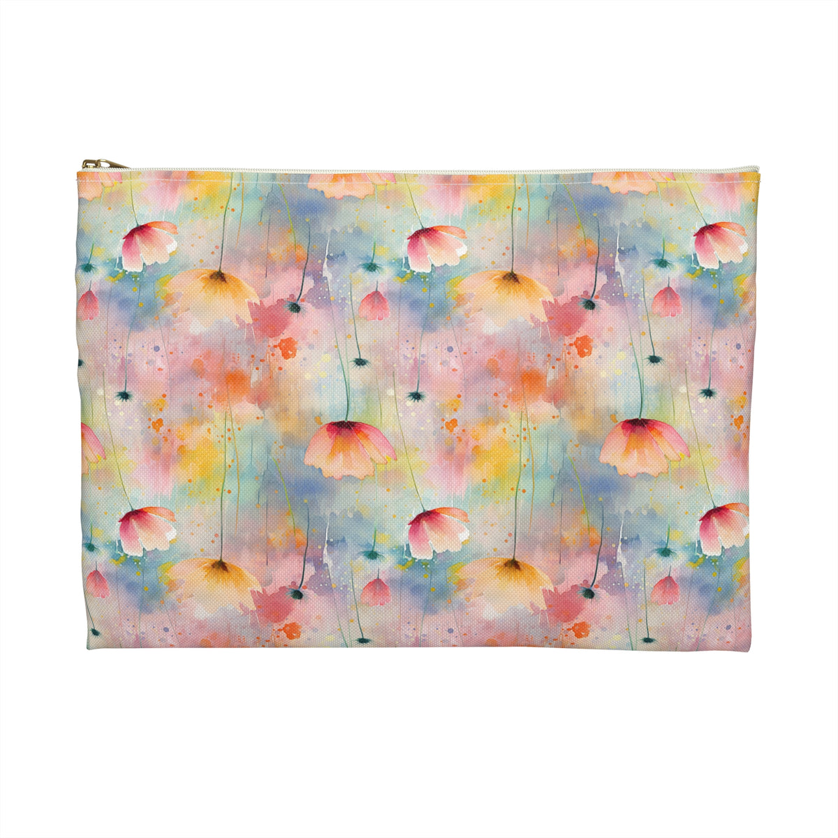 Colour Floral Pattern, Watercolour, Flowers, Accessory Pouch