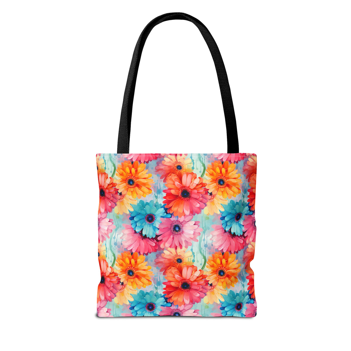 Colorful Gerberas Floral Pattern, Watercolour, Flowers, Tote Bag (AOP)