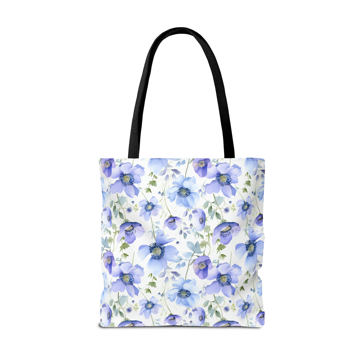 Blue Floral Pattern, Watercolour, Flowers, Tote Bag (AOP)