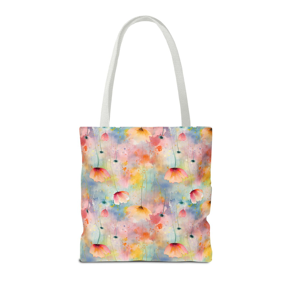 Colorful Floral Pattern, Watercolour, Flowers, Tote Bag (AOP)