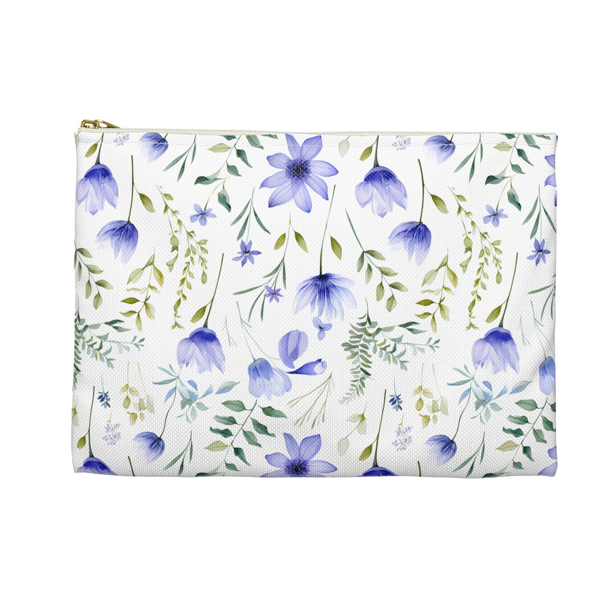 Blue Botanicals Floral Pattern, Watercolour, Flowers, Accessory Pouch