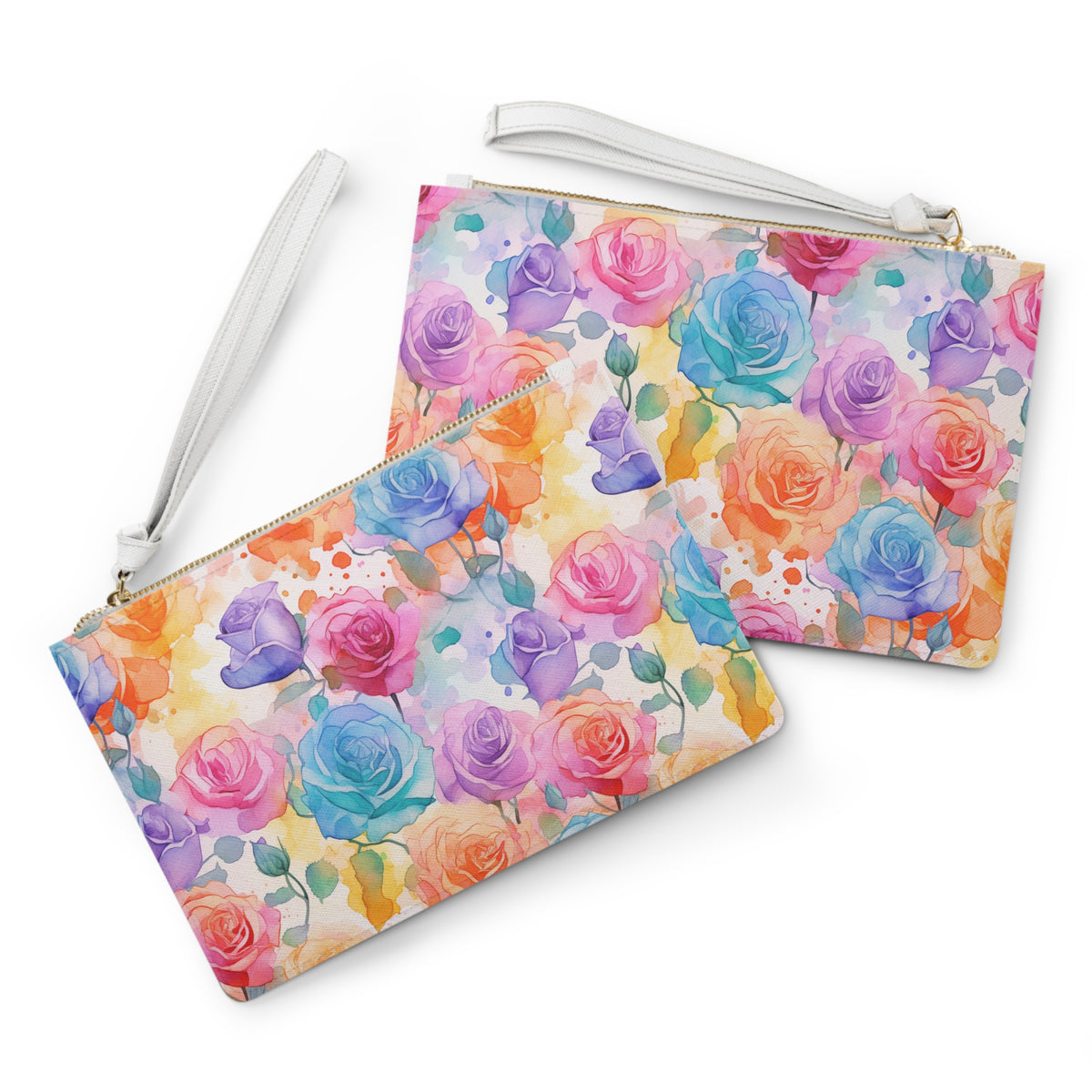 Colour Roses Floral Pattern, Watercolour, Flowers, Clutch Bag