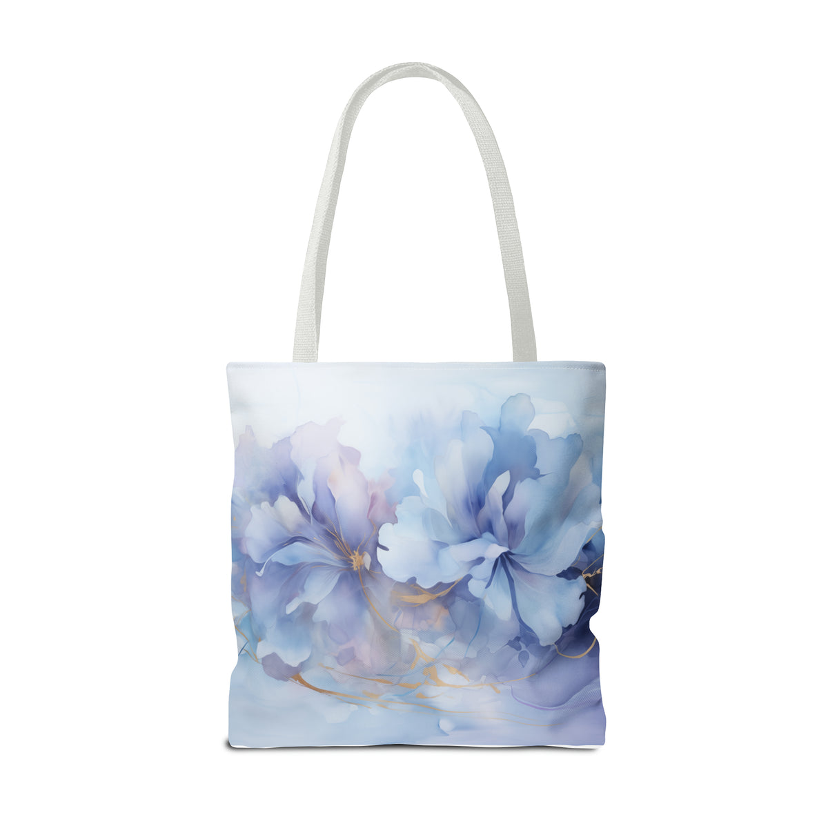 Ultramarine Blue, Payne's Gray, Pale Lavender, Watercolour, Gold Streaks, Marbled, Tote Bag (AOP)