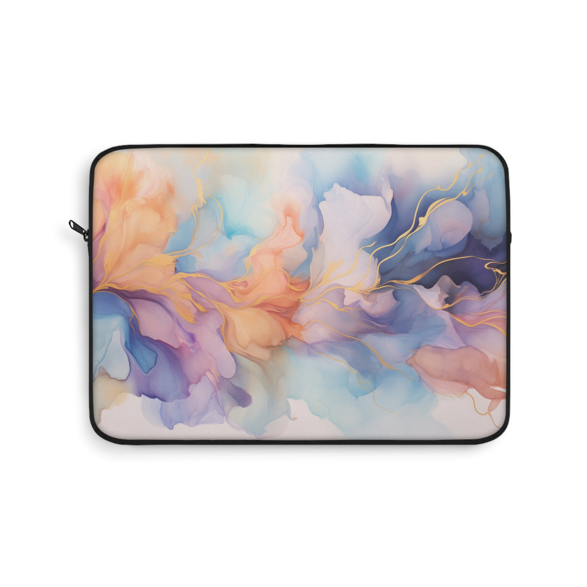 Orchid Purple, Teal Blue, Coral Reef, Watercolour, Gold Streaks, Marbled, Bag, Laptop Sleeve