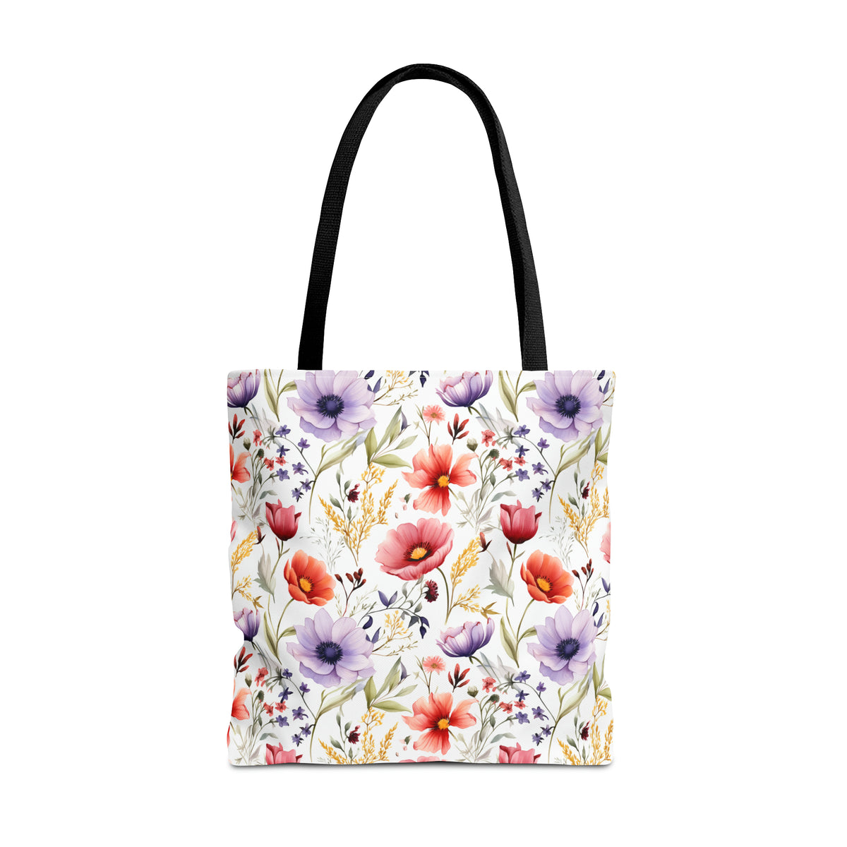 Colorful Floral Pattern, Watercolour, Flowers, Tote Bag (AOP)