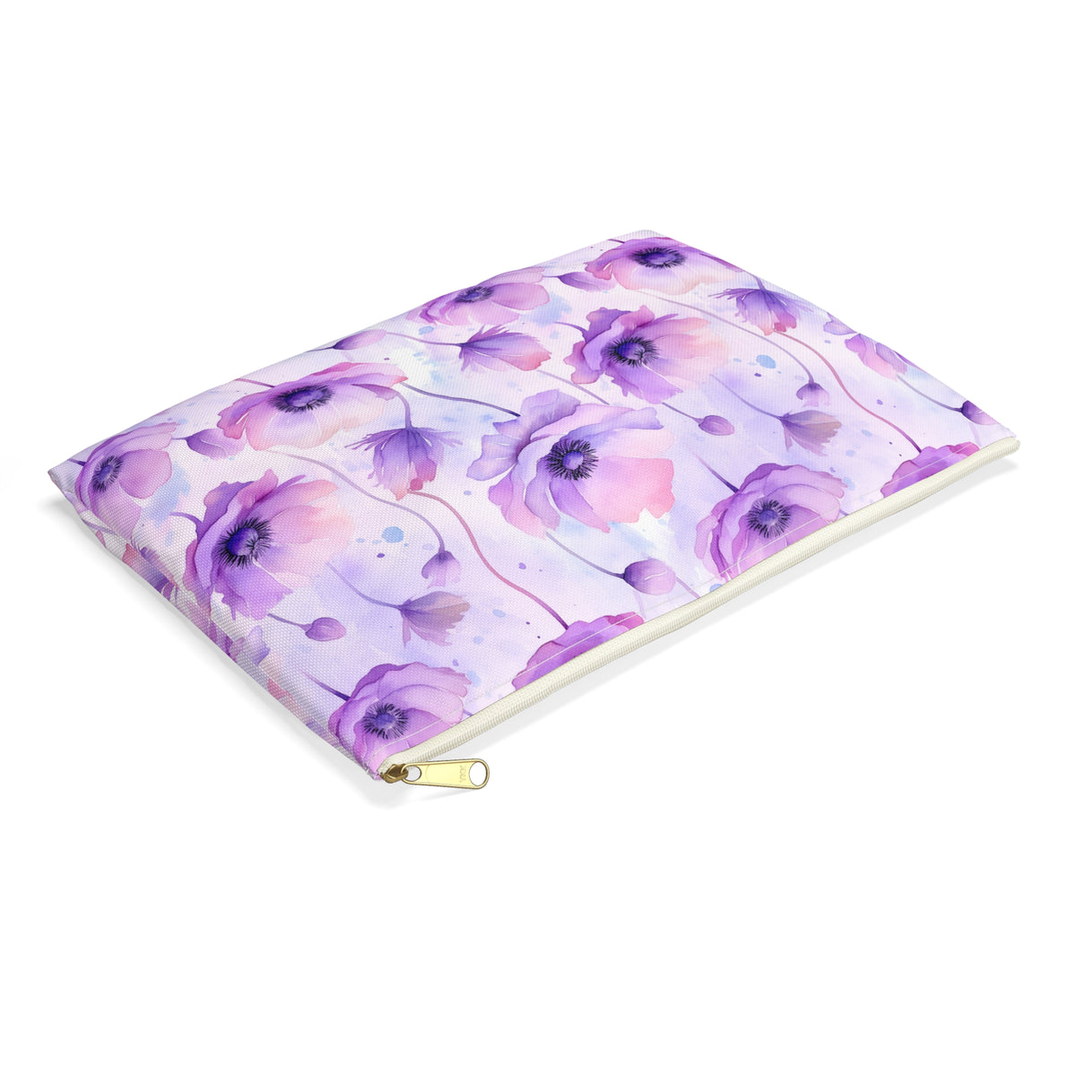 Purple Poppies Floral Pattern, Watercolour, Flowers, Accessory Pouch