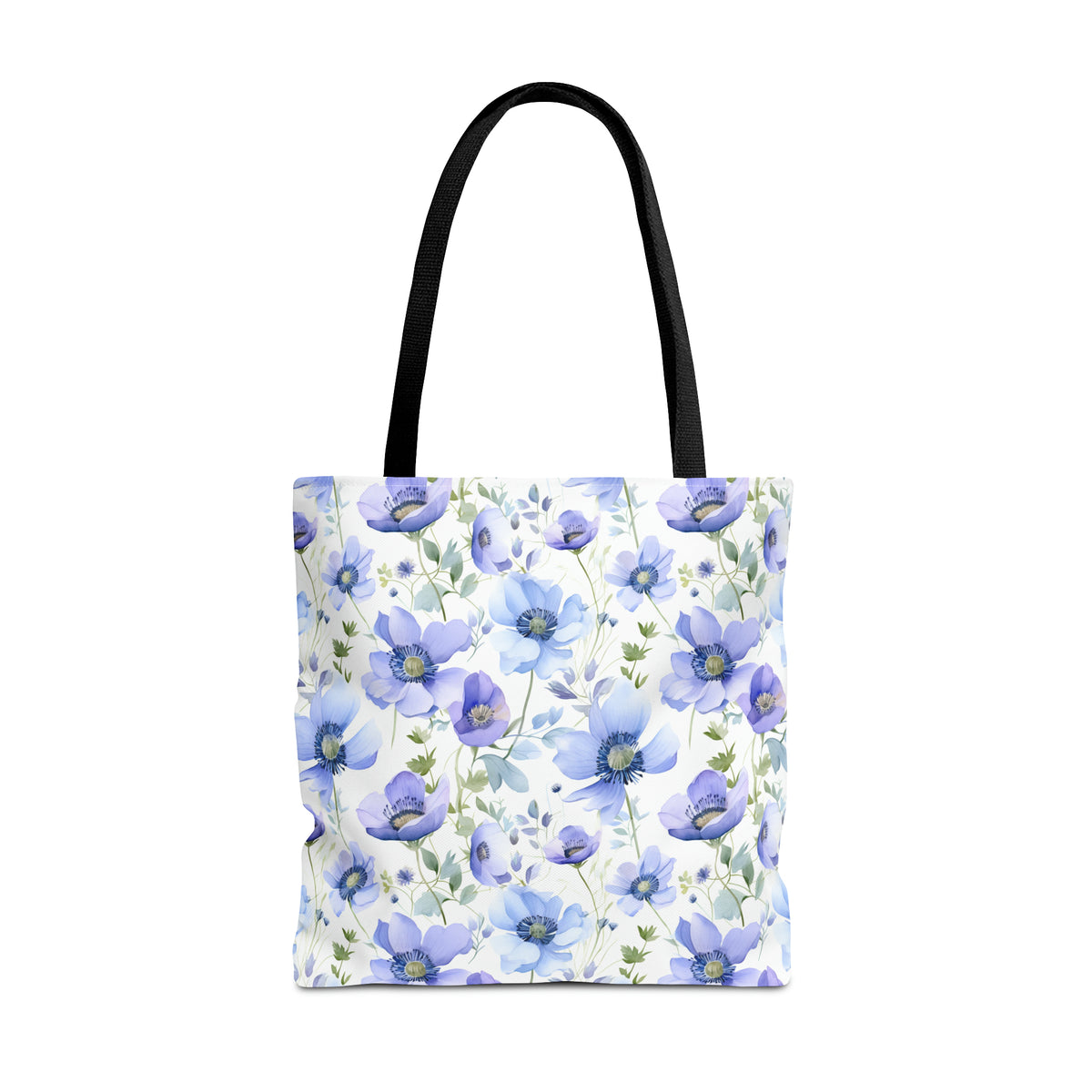 Blue Floral Pattern, Watercolour, Flowers, Tote Bag (AOP)