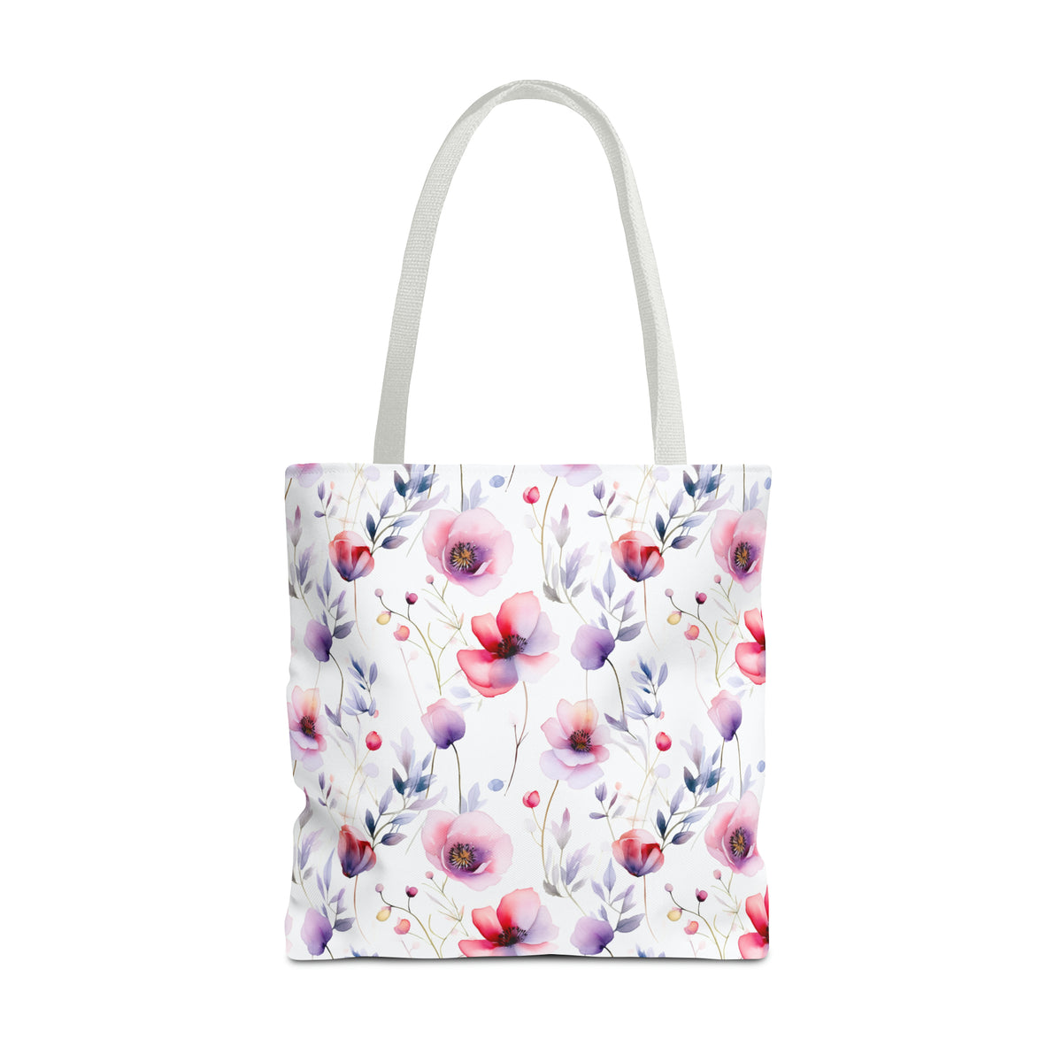 Colorful Floral Pattern, Watercolour, Flowers, Tote Bag (AOP)