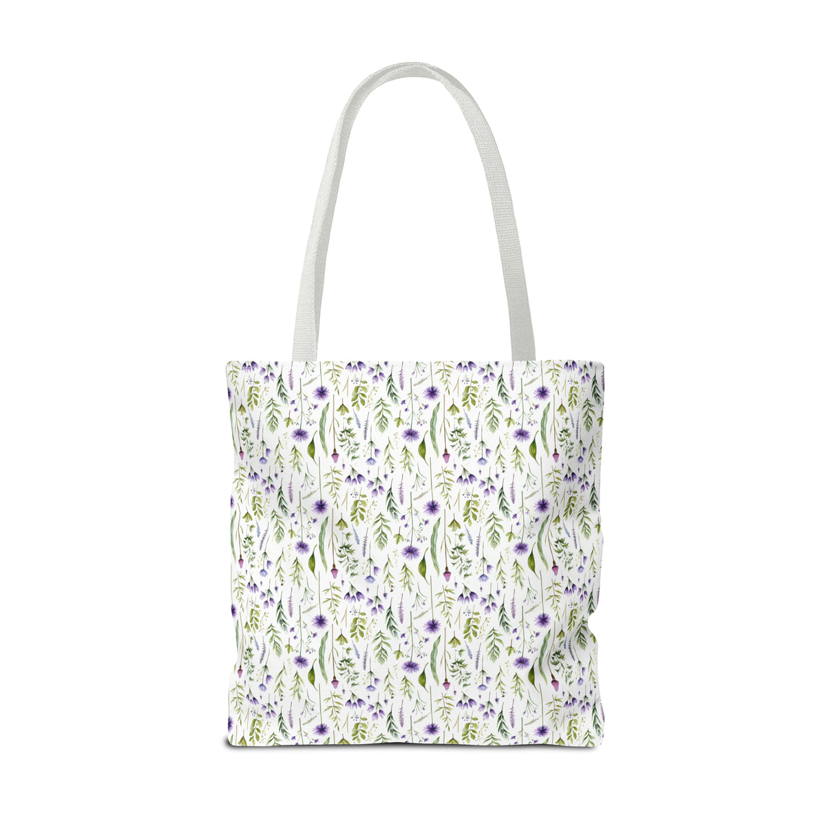 Purple Botanicals Floral Pattern, Watercolour, Flowers, Tote Bag (AOP)