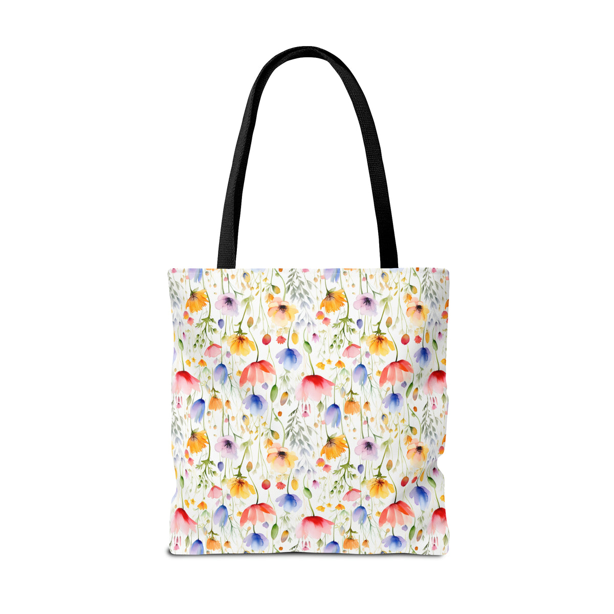 Colorful Floral Pattern, Watercolour, Flowers, Tote Bag (AOP)