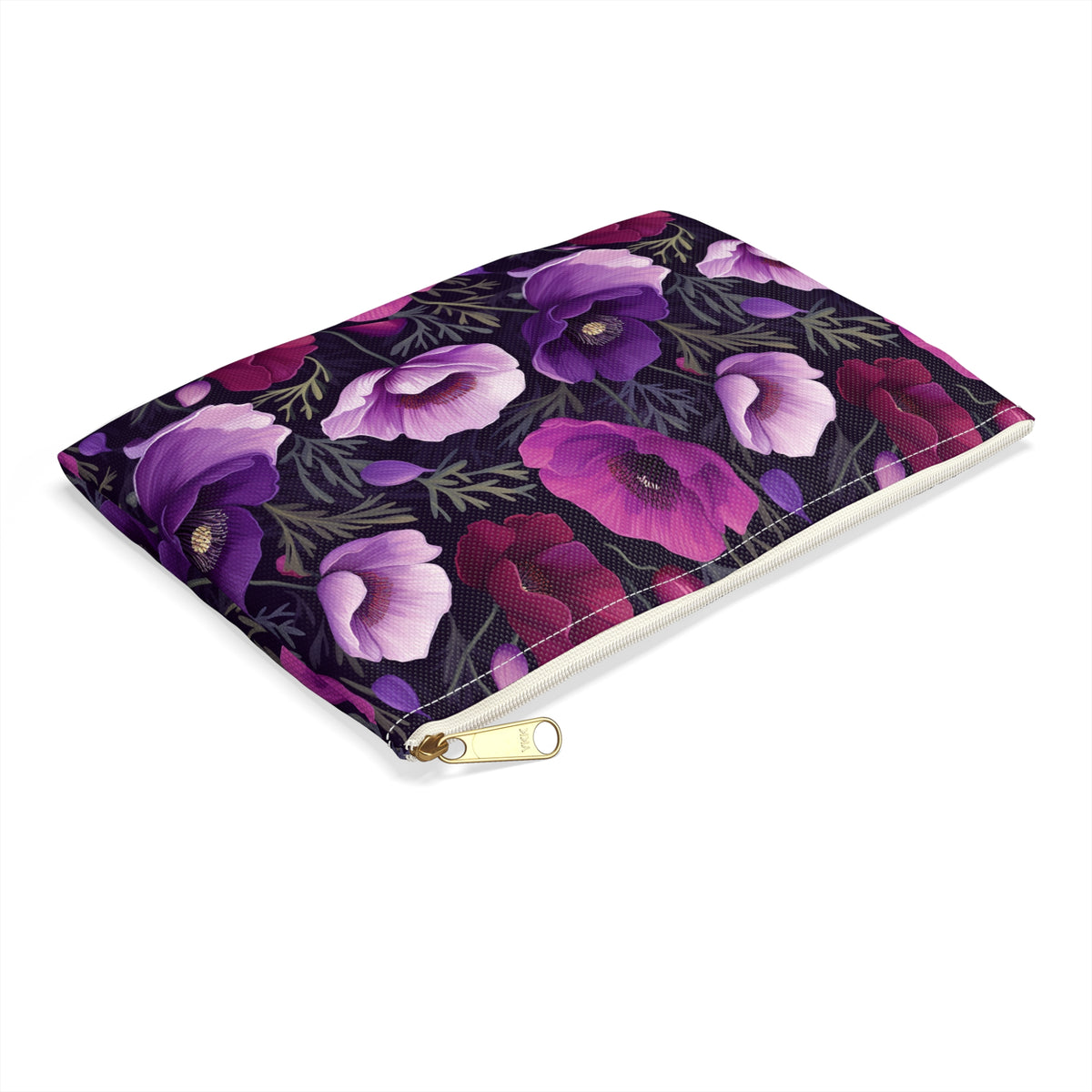 Purple Poppies Floral Pattern, Watercolour, Flowers, Accessory Pouch